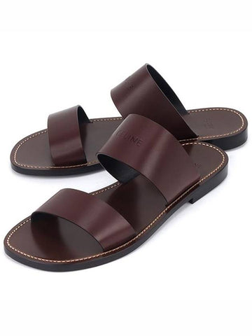 Double Strap Slippers Dark Brown - CELINE - BALAAN 1