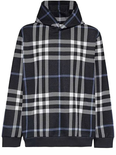 Check Cotton Jacquard Hoodie White Dark Blue - BURBERRY - BALAAN 2