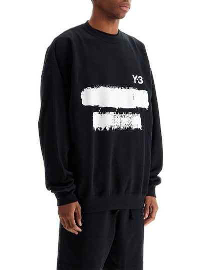 black cotton sweatshirt with text graphic - Y-3 - BALAAN 2