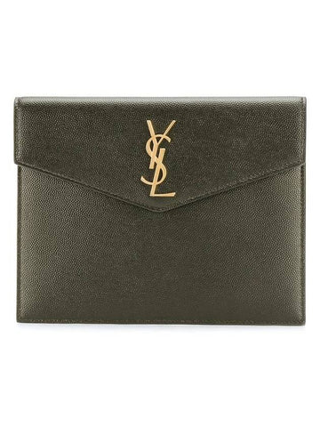 Envelope Uptown Baby Clutch Bag Dark Green - SAINT LAURENT - BALAAN 1