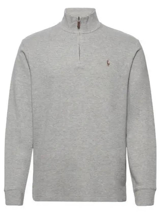 Embroidered Pony Logo Half Zip-Up Knit Top Grey - POLO RALPH LAUREN - BALAAN 2