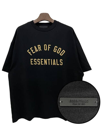 Logo Crew Neck Short Sleeve T Shirt Black 125BT244190F - FEAR OF GOD ESSENTIALS - BALAAN 1