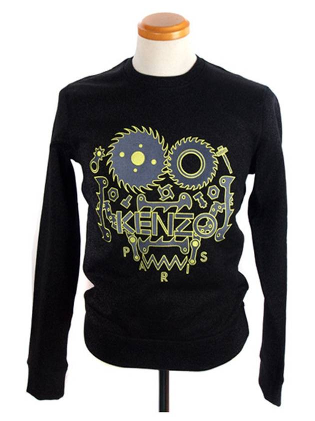 5SW062 99 Black Pearl Brushed Sweatshirt Sawtooth Embroidery - KENZO - BALAAN 2