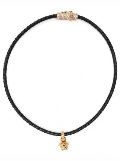 Crystal Medusa Leather Necklace Black - VERSACE - BALAAN 2