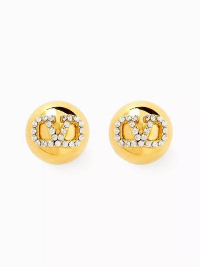 Women's V Logo Crystal Earrings Gold - VALENTINO - BALAAN 2