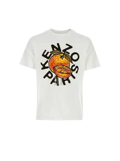 Orange Print Classic Cotton Short Sleeve T-Shirt White - KENZO - BALAAN 2