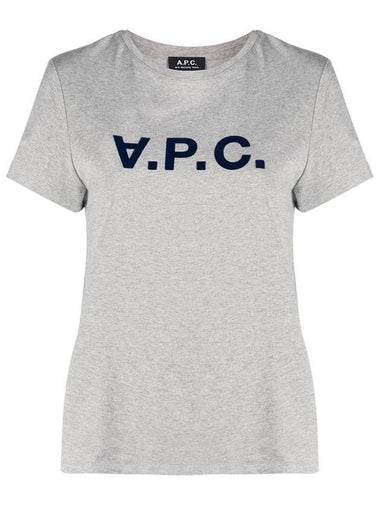 VPC Navy Logo Cotton Short Sleeve T-Shirt Grey - A.P.C. - BALAAN 1