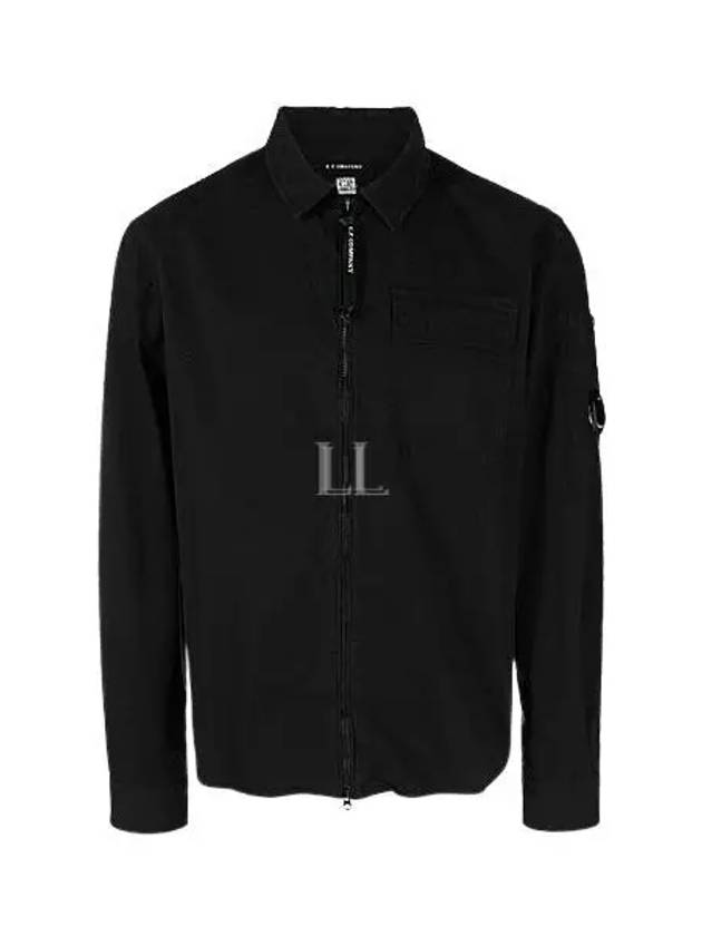 Gabardine Zipped Long Sleeve Shirt Black - CP COMPANY - BALAAN 2