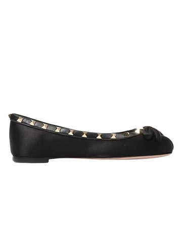 Rock Stud Ballerina Flat Black - VALENTINO - BALAAN 1