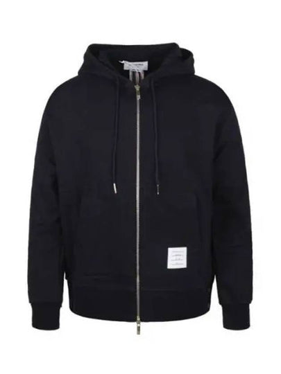 Center Back Stripe Cotton Zip Up Hoodie Navy - THOM BROWNE - BALAAN 2