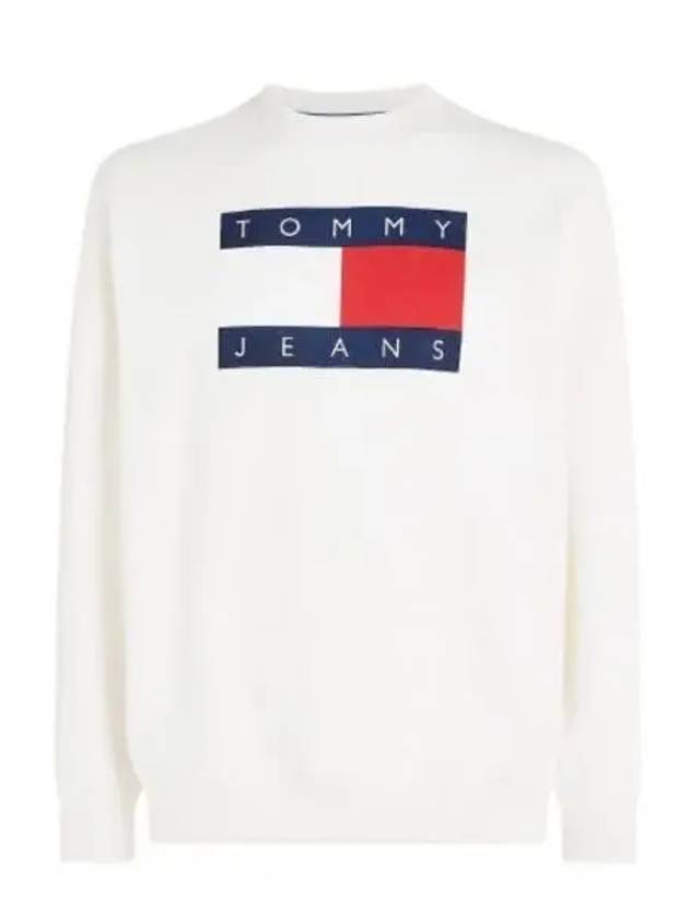 Flag Oversized Fit Sweatshirt Ancient White - TOMMY HILFIGER - BALAAN 1