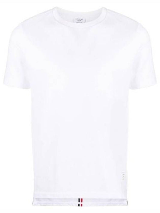 Men's Center Back Striped Short Sleeve T-Shirt White - THOM BROWNE - BALAAN 1