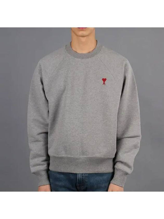 Small Heart Logo Sweatshirt Grey - AMI - BALAAN 2