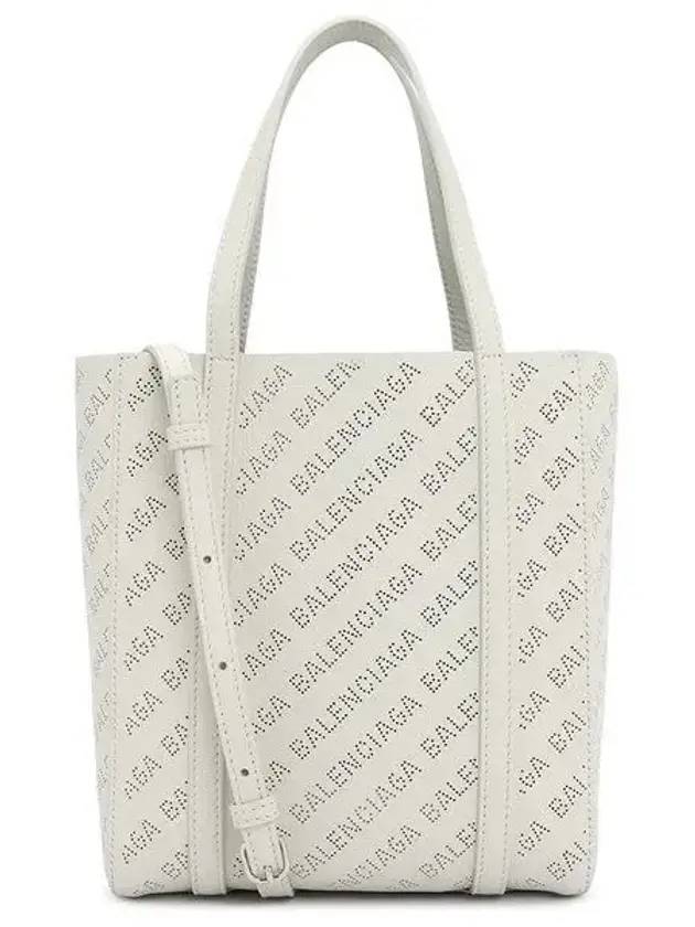 Everyday All Over Logo Leather Tote Back White - BALENCIAGA - BALAAN 1