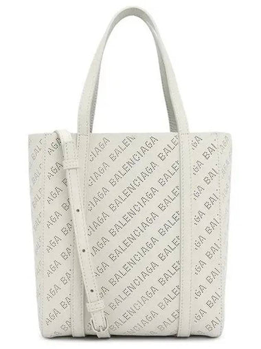 Everyday All Over Logo Leather Tote Back White - BALENCIAGA - BALAAN 1