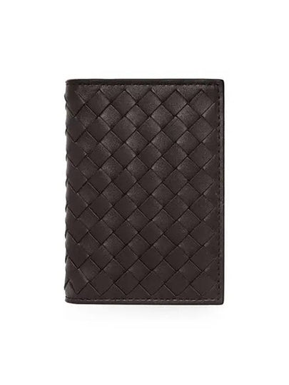 Intrecciato Flap Card Holder Dark Brown - BOTTEGA VENETA - BALAAN 2