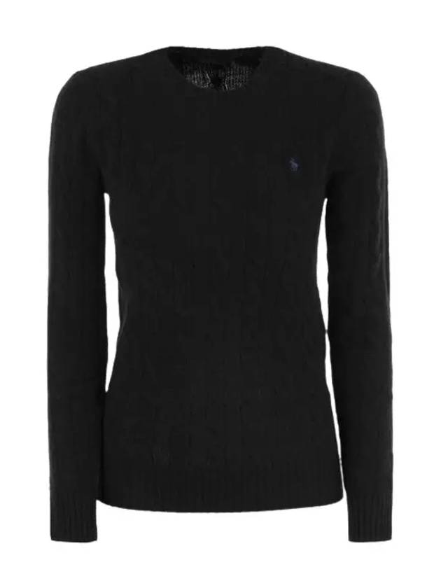 Embroidered Logo Pony Cable Knit Top Black - POLO RALPH LAUREN - BALAAN 4