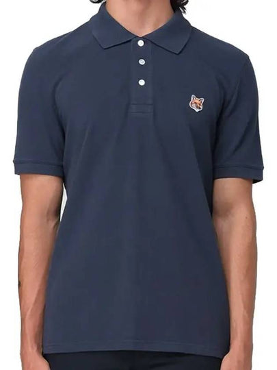 Fox Head Patch Cotton Polo Shirt Blue - MAISON KITSUNE - BALAAN 2