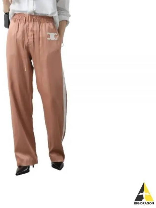 E32 2P870164I24PI Women s Pants Trousers Cotton Slacks Logo TRIOMPHE ATHLETIC IN SATIN - CELINE - BALAAN 2