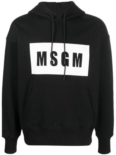 Box Logo Print Cotton Hoodie Black - MSGM - BALAAN 2