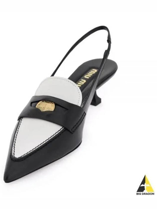 Leather Penny Slingback Heels Black - MIU MIU - BALAAN 2