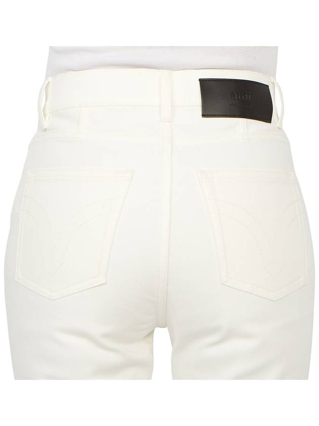 Women's Denim High Waist Cropped Jeans White - AMI - BALAAN 8