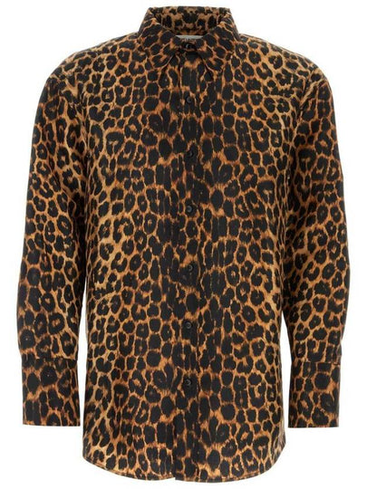 Leopard Oversized Long Sleeve Shirt Brown - SAINT LAURENT - BALAAN 2