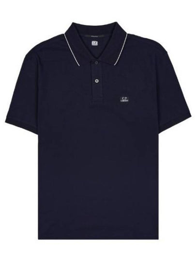 Stretch Piquet Regular Striped Collar Polo Shirt Navy - CP COMPANY - BALAAN 2