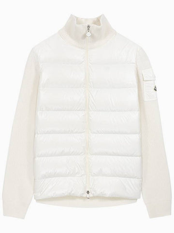 Padded Wool Cardigan White - MONCLER - BALAAN 1