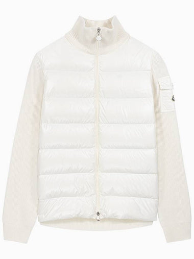 Women's Padded Wool Cardigan White - MONCLER - BALAAN 1