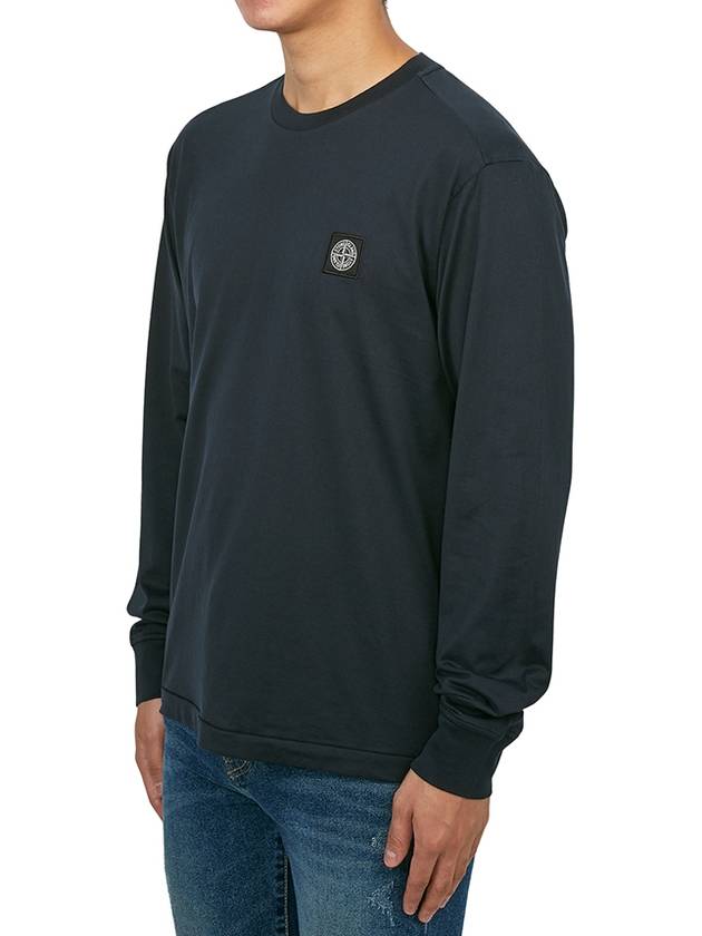 Chest Patch Long Sleeve T-Shirt Blue - STONE ISLAND - BALAAN 3