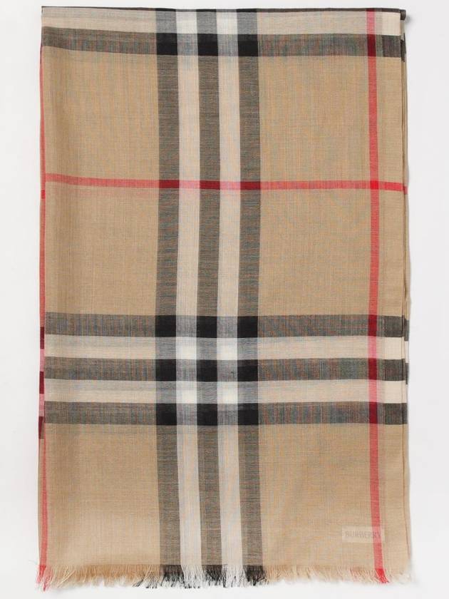 Check Wool Silk Scarf Beige - BURBERRY - BALAAN 2