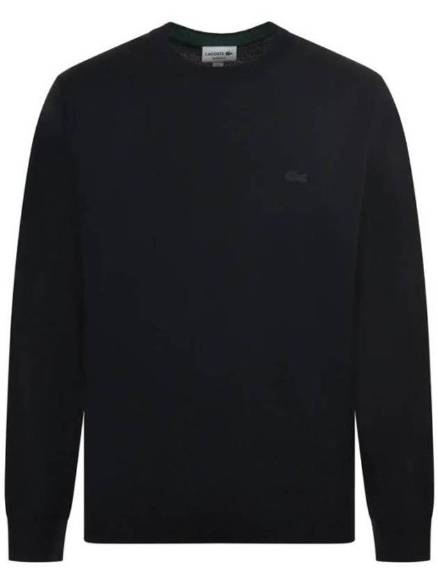 Crew Neck Merino Wool Knit Top Black - LACOSTE - BALAAN 2