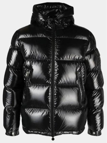 Men s Ecrine Arm Logo Patch Hooded Down Padded Jacket Glossy Black 1A00200 68950 999 - MONCLER - BALAAN 1