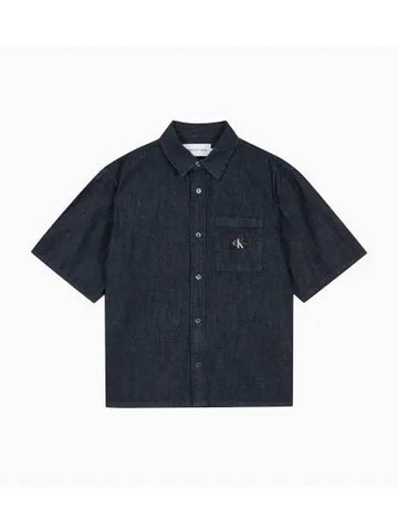 Jeans Camp Denim Short Sleeve Shirt Dark Blue - CALVIN KLEIN - BALAAN 1