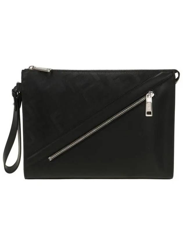 Shadow Stripe FF Motif Strap Flat Clutch Bag Black - FENDI - BALAAN 2