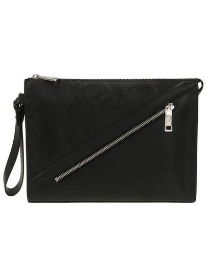 Shadow Stripe FF Motif Strap Flat Clutch Bag Black - FENDI - BALAAN 2