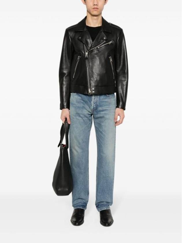 Cotton Straight Leg Jeans Blue - SAINT LAURENT - BALAAN 4