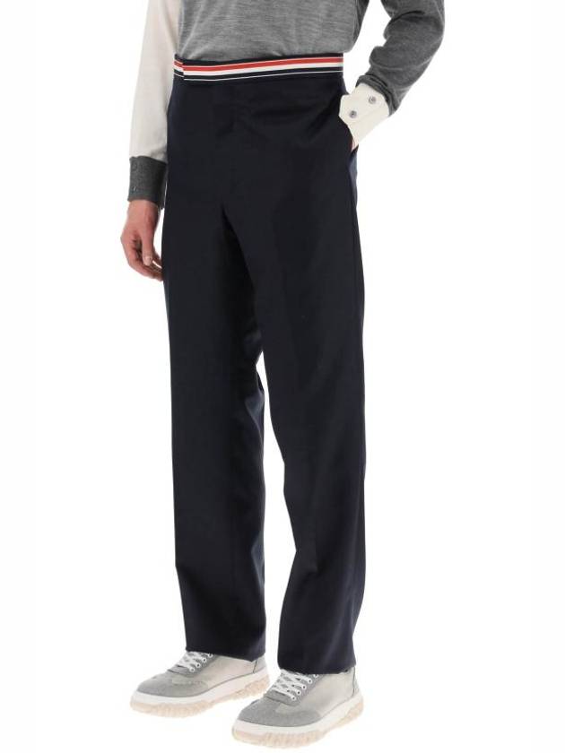 Low Rise Backstrap Super 120 Twill Straight Pants Navy - THOM BROWNE - BALAAN 5