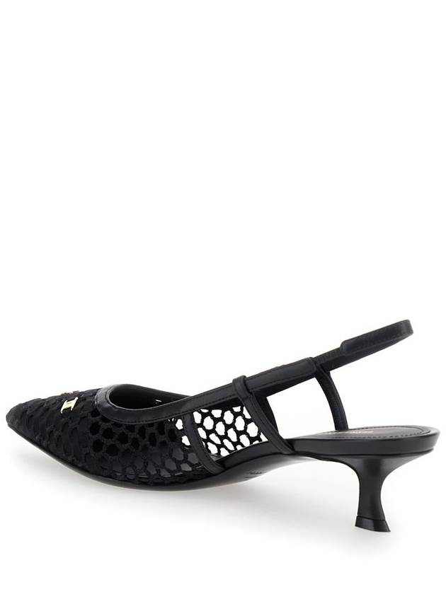 'Clizia' Black Slingback Pumps With Logo Detail In Mesh And Leather Woman - SALVATORE FERRAGAMO - BALAAN 2