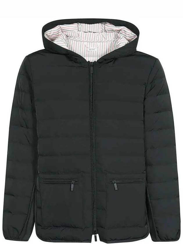 Poly Twill Rib 4-Bar Down Hoodie Jacket Charcoal - THOM BROWNE - BALAAN 3