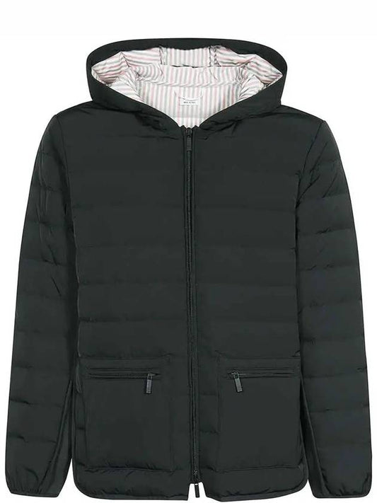 Poly Twill Rib 4-Bar Down Hoodie Jacket Charcoal - THOM BROWNE - BALAAN 2