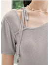 Smooth neck strap line knit top - MICANE - BALAAN 4