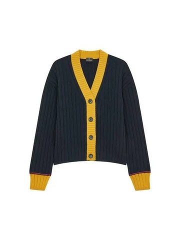 PS Women s Color Block Ribbed Cardigan Navy 270660 - PAUL SMITH - BALAAN 1