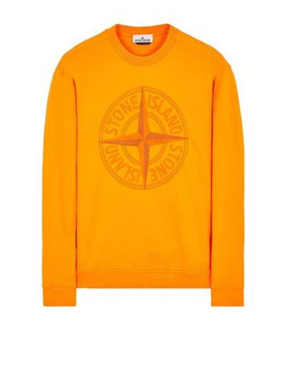 Garment Dyed Stitches Four Print Crewneck Sweatshirt Orange - STONE ISLAND - BALAAN 2