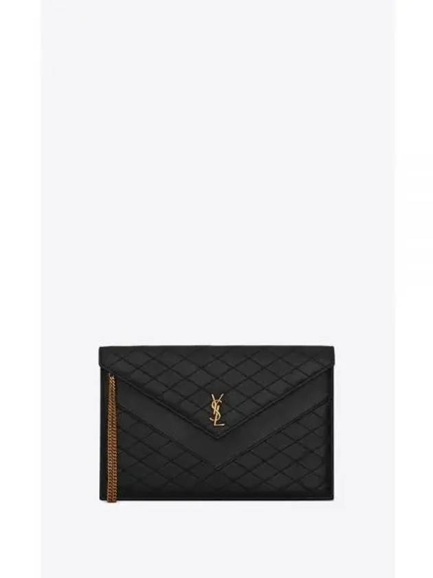 Gabi Quilted Leather Clutch Bag Black - SAINT LAURENT - BALAAN 2