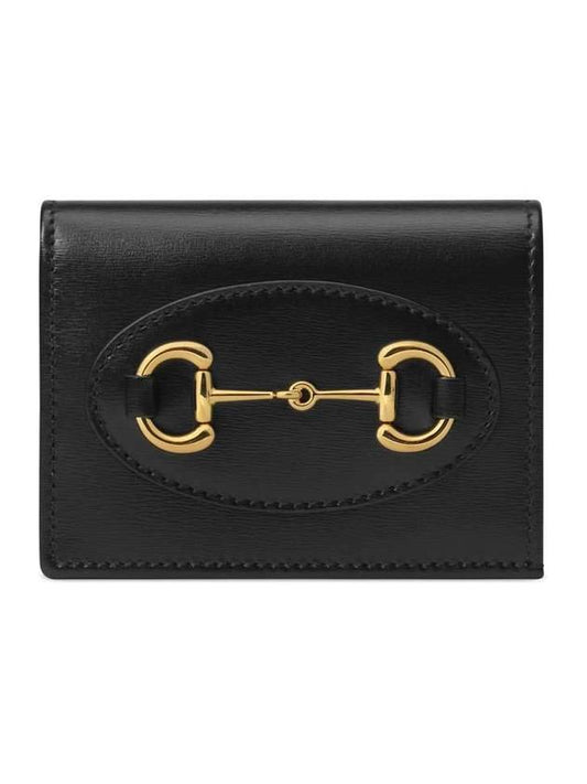 Horsebit 1955 Bi-Fold Card Wallet Black - GUCCI - BALAAN 1