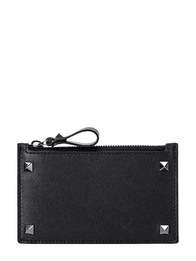 Rockstud Zipped Card Wallet Black - VALENTINO - BALAAN 2