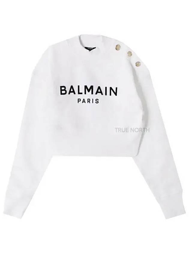 Logo Print Crop Sweatshirt White - BALMAIN - BALAAN 2