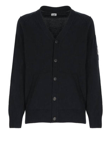 Men's Lens Wappen Lambswool Cardigan Navy - CP COMPANY - BALAAN 1